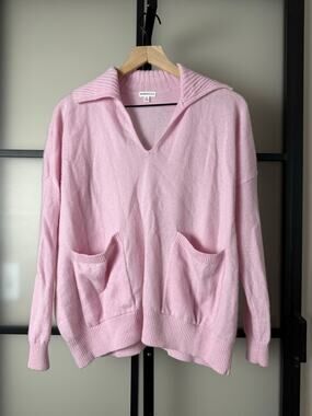 Minnie Rose 100% Cashmere Collared Sweater Size Small